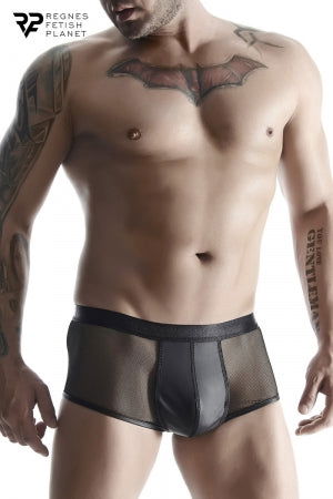 Boxer noir wetlook et mesh - TPOL