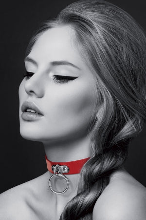 Collier Fetish rouge avec anneau - TPOL